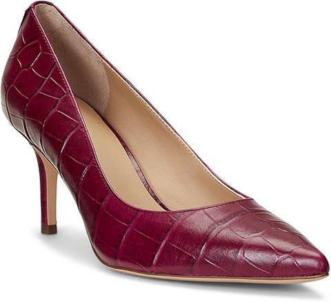 Lauren Ralph Lauren Women's Burgundy Lanette Croc-Embossed Leather Pumps Heel | Lauren Ralph Lauren In Lebanon