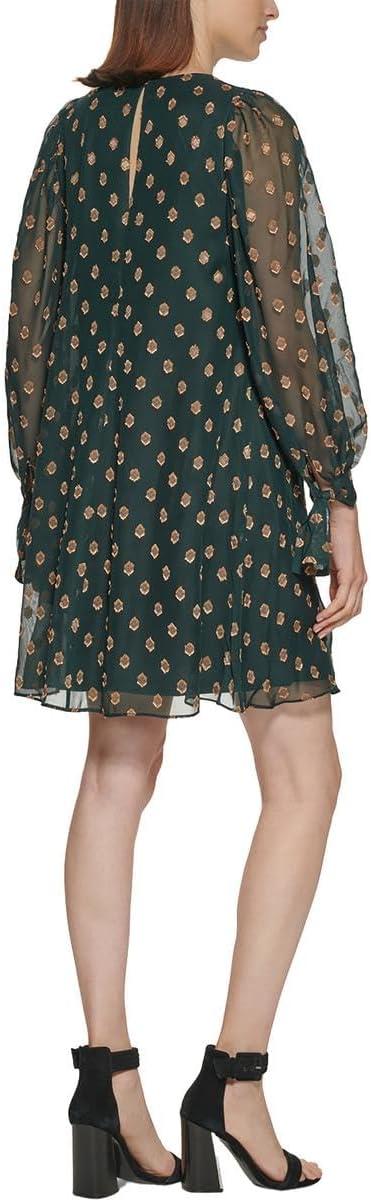Calvin Klein Women's Dark Green Tie-Cuff Balloon-Sleeve Dress | Calvin Klein In Lebanon