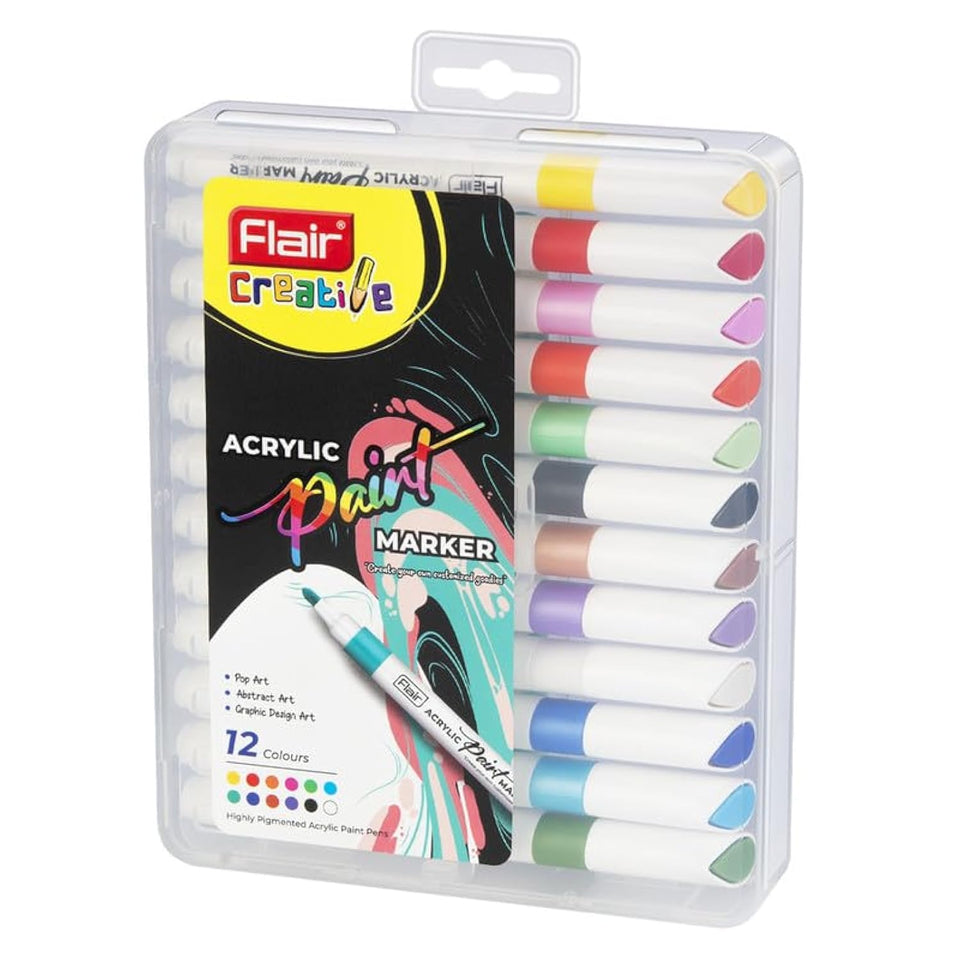 Flair Creative Pigmented Acrylic 12 Color Paint Marker FA-7093