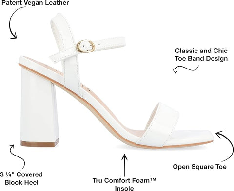 Journee Collection Women's White Tivona Tru Comfort Foam Mid Heel Ankle Strap Sandals | Journee Collection In Lebanon