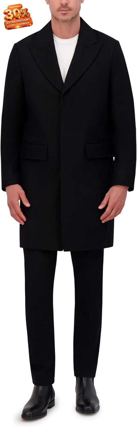 Kenneth Cole Men's Black Peak Lapel Wool Coat | Kenneth Cole In Lebanon
