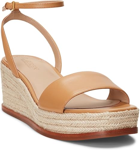 Lauren Ralph Lauren Women's Beige Leona Espadrille Platform Wedge Heeled Sandals | Lauren Ralph Lauren In Lebanon