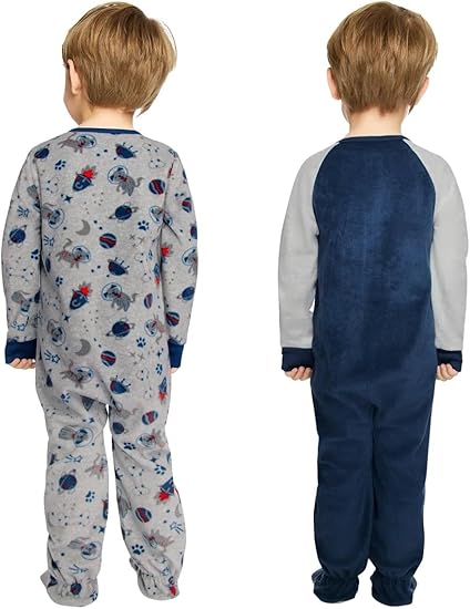 Kids Headquarters Baby Boy's Blue & Gray 2-Pack Footed Overalls |Kids Headquarters In Lebanon