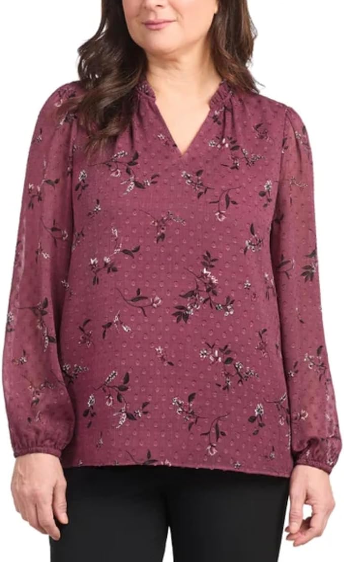 Hilary Radley Women's Purple Long Sleeve Blouse