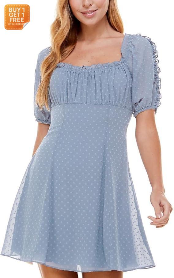 City Studio Women's Blue Textured Above Knee Fit & Flare Dress | City Studio In Lebanon