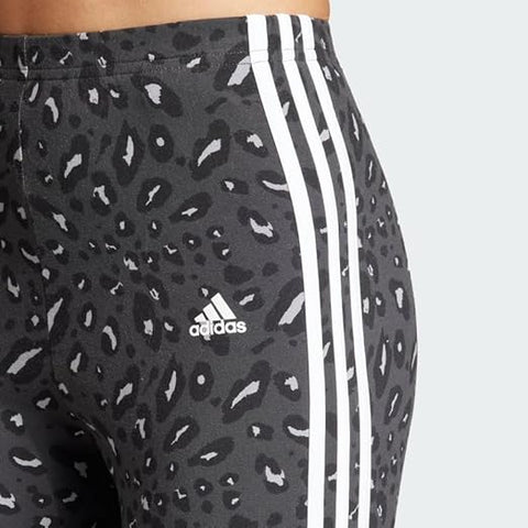 Adidas Women's Dark Grey 3-Stripes Animal Print Leggings | Adidas In Lebanon