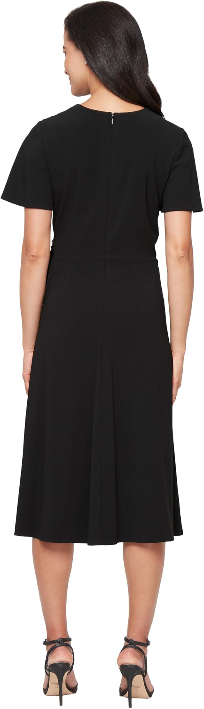 S.L. Fashions Women’s Black Plus Size Petite Sleeve Faux Wrap Midi Dress | S.L. Fashions in Lebanon