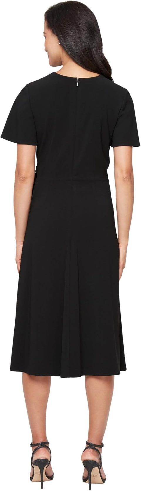 S.L. Fashions Women’s Black Plus Size Petite Sleeve Faux Wrap Midi Dress | S.L. Fashions in Lebanon