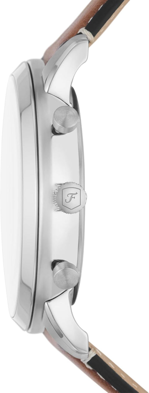 Fossil Men's Silver-Tone Neutra Quartz Stainless Steel and Leather Chronograph Watch | Fossil In Lebanon