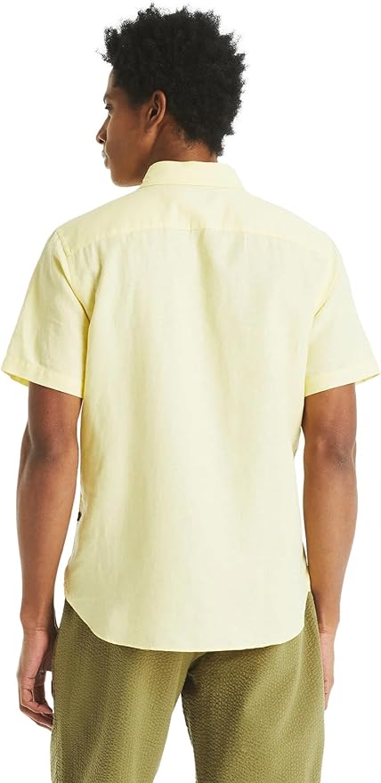 Nautica Men's Yellow Sustainably Crafted Linen Short Sleeve Shirt | Nautica In Lebanon