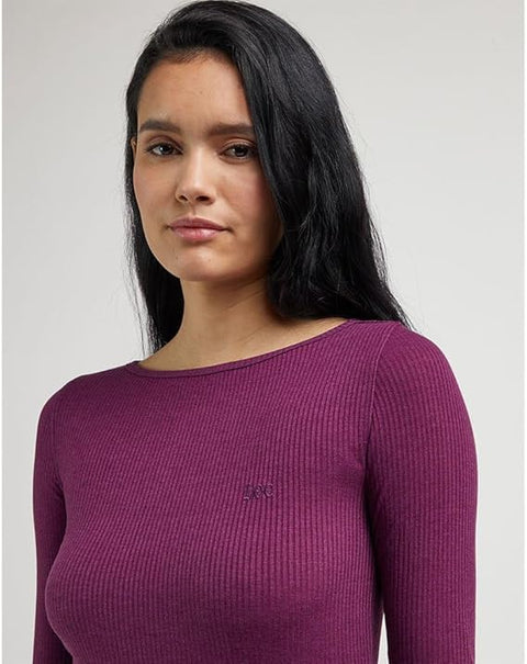 Lee Women's Foxy Violet Long Sleeve Boat Neck Tee T-Shirt | Lee In Lebanon