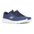 A single Skechers walking shoe in navy blue knit with a white sole, shown from a side profile on a white background.