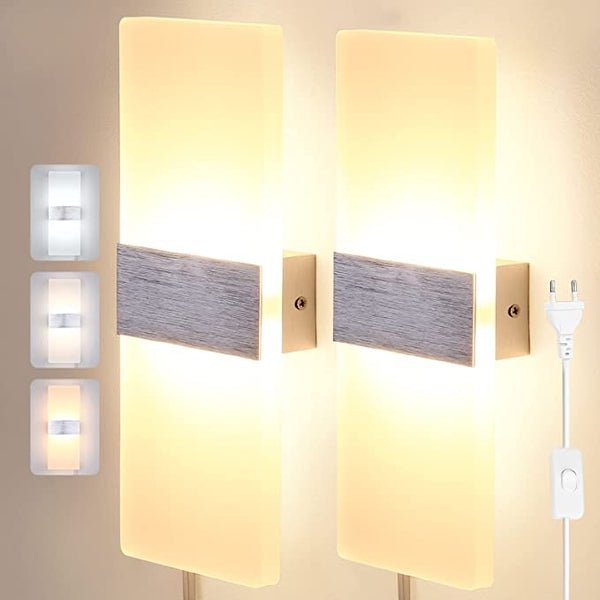 Glighone 2 x 12 W Wall Lights LED Indoor Modern Dimmable Wall Lamp AM1