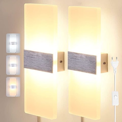 Glighone 2 x 12 W Wall Lights LED Indoor Modern Dimmable Wall Lamp AM100