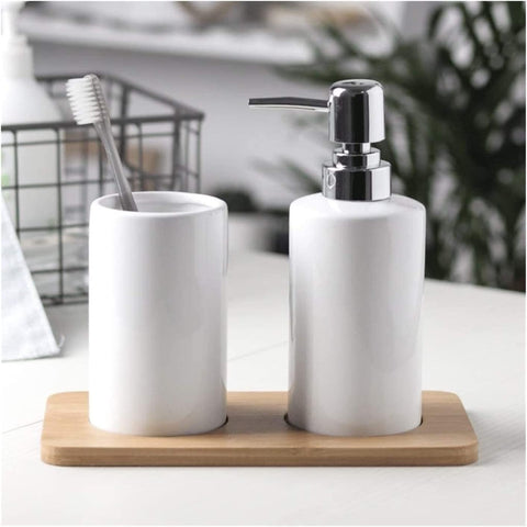 Vivess White Soap Dispenser & Tooth Mug Set (2pcs) | Vivess In Lebanon
