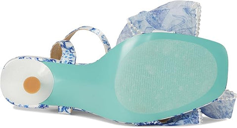 Betsey Johnson Women's Blue & White Floral Fawn Mesh Bow Heeled Sandals |Betsey Johnson In Lebanon