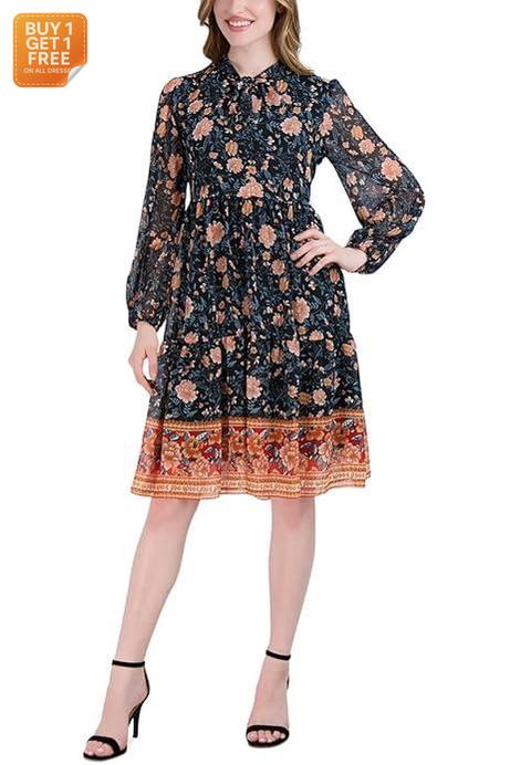 Signature By Robbie Bee Women's Multicolor Floral Print Fit & Flare Dress | Signature In Lebanon