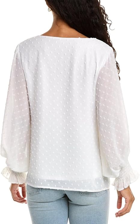 Vince Camuto Women's White V-Neck Blouse  | Vince Camuto  In Lebanon