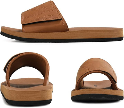 Brown sandals with a platform sole on a white background