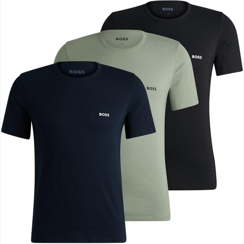 Boss Men's Multicolor 3 Pack Crewneck Short-Sleeve With Small Chest Logo T-Shirts