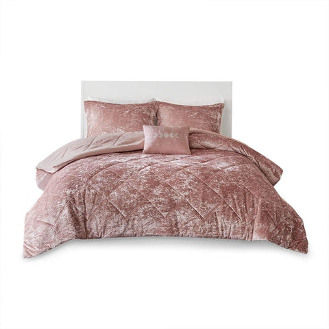 Intelligent Design King/Cal King Dusty Rose Felicia Blush Velvet Diamond Quilting Comforter Set | Intelligent Design In Lebanon