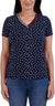 Tommy Hilfiger Women’s Navy Polka Dot V-Neck Embroidered Branded Flag T-Shirt
