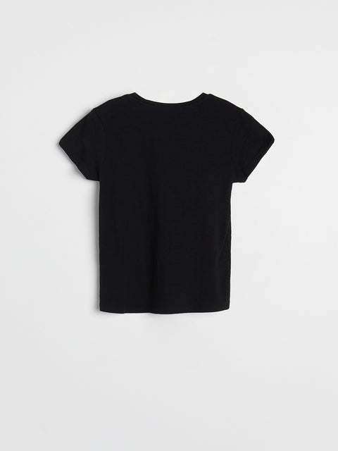 Black t-shirt on a white background