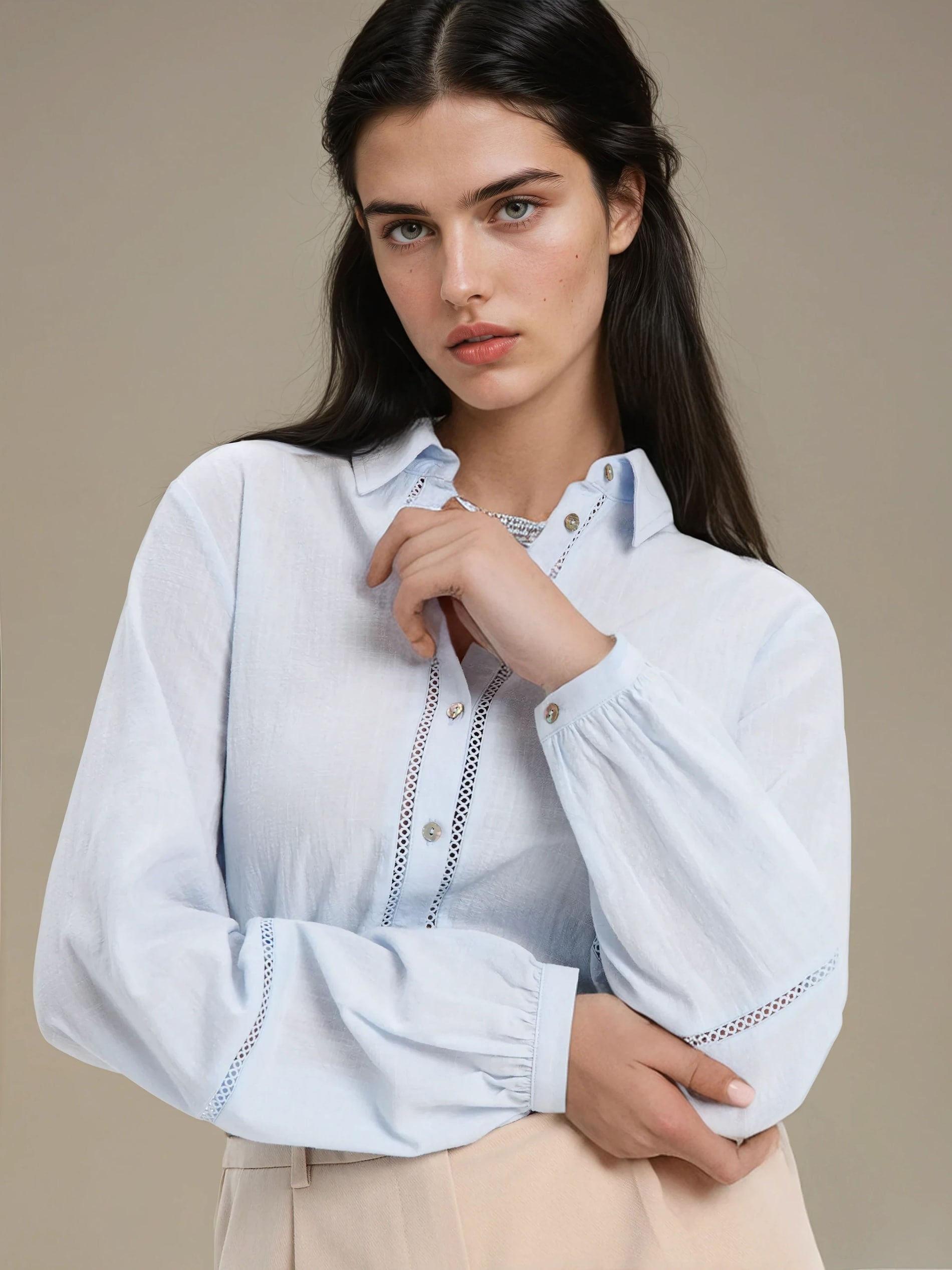 Sinsay Women's Light Blue  With Perforated Insert Shirt | Sinsay in Lebanon