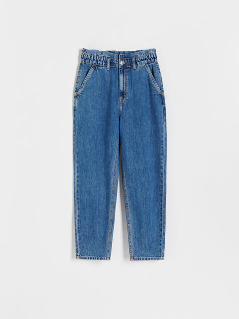 Reserved Women's Dark Blue Paperbag Jeans | Reserved In Lebanon