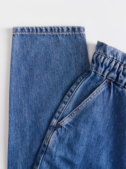 Reserved Women's Dark Blue Paperbag Jeans | Reserved In Lebanon