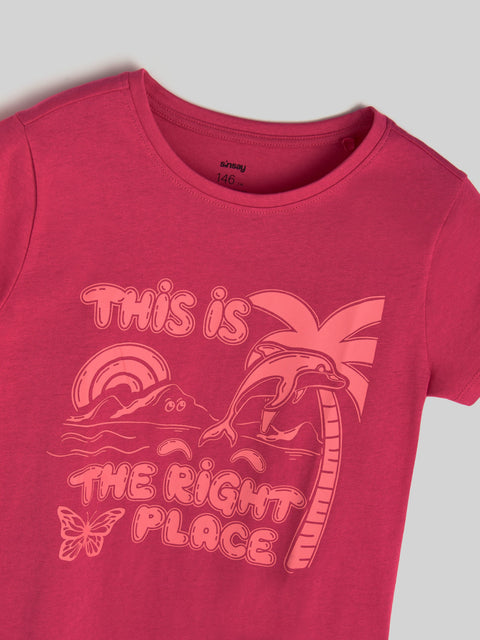 Sinsay Girl's Fuchsia T-shirt With Print | Sinsay In Lebanon