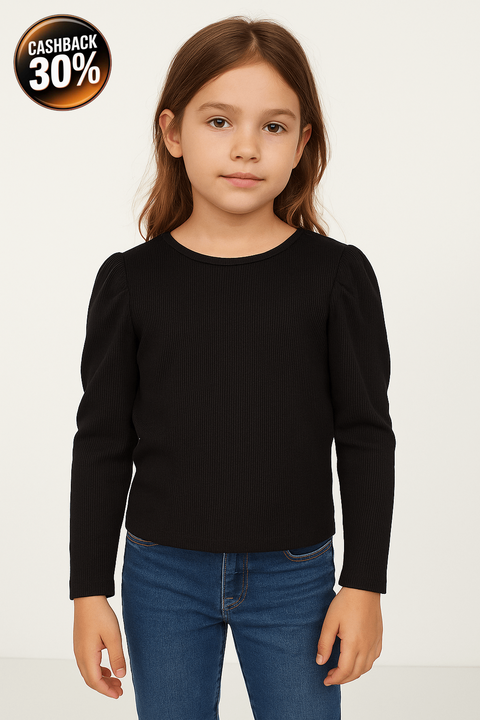 Zara Girl's Black Long-Sleeve T-Shirt |Zara in Lebanon