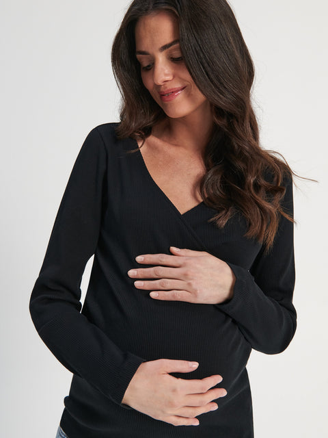 Sinsay Women's Black Maternity Long Sleeve V-Neck Blouse|Sinsay In Lebanon