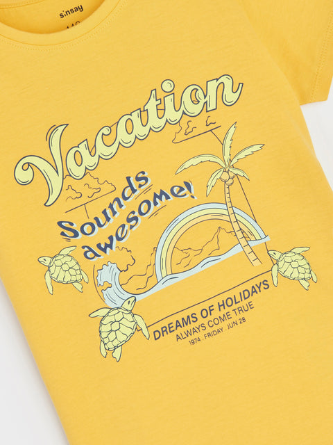 Sinsay Girl's Yellow T-Shirt With Vacation Print | Sinsay In Lebanon