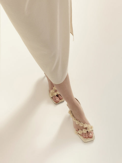 Reserved Women's Gold Sandals With Decorative Straps | Reserved In Lebanon
