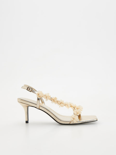 Reserved Women's Gold Sandals With Decorative Straps | Reserved In Lebanon