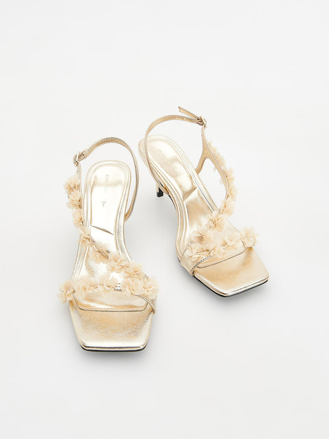 Reserved Women's Gold Sandals With Decorative Straps | Reserved In Lebanon