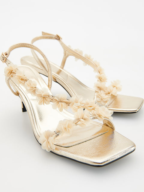 Reserved Women's Gold Sandals With Decorative Straps | Reserved In Lebanon