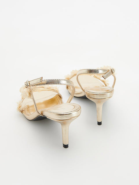 Reserved Women's Gold Sandals With Decorative Straps | Reserved In Lebanon