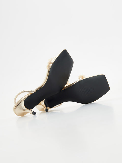 Reserved Women's Gold Sandals With Decorative Straps | Reserved In Lebanon