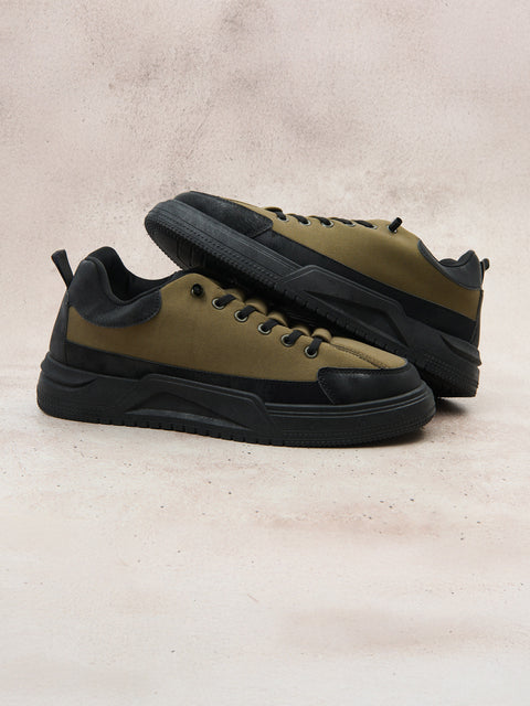 Sinsay Men's Khaki Green Low Top Thick Sole Lace sneakers |Sinsay In Lebanon