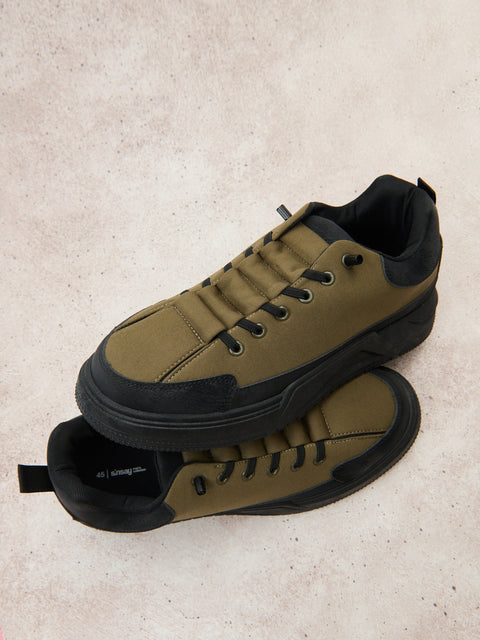 Sinsay Men's Khaki Green Low Top Thick Sole Lace sneakers |Sinsay In Lebanon