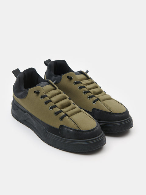 Sinsay Men's Khaki Green Low Top Thick Sole Lace sneakers |Sinsay In Lebanon