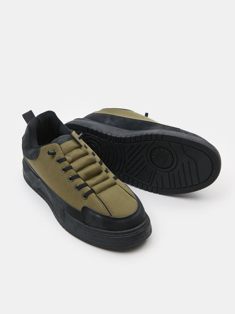 Sinsay Men's Khaki Green Low Top Thick Sole Lace sneakers |Sinsay In Lebanon