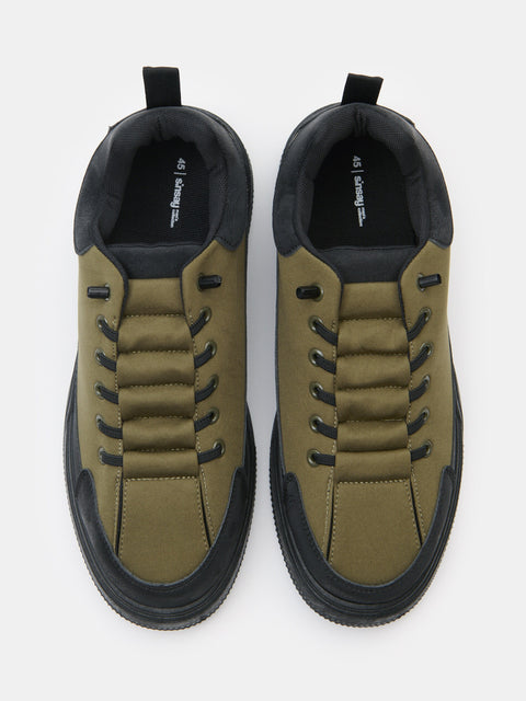 Sinsay Men's Khaki Green Low Top Thick Sole Lace sneakers |Sinsay In Lebanon
