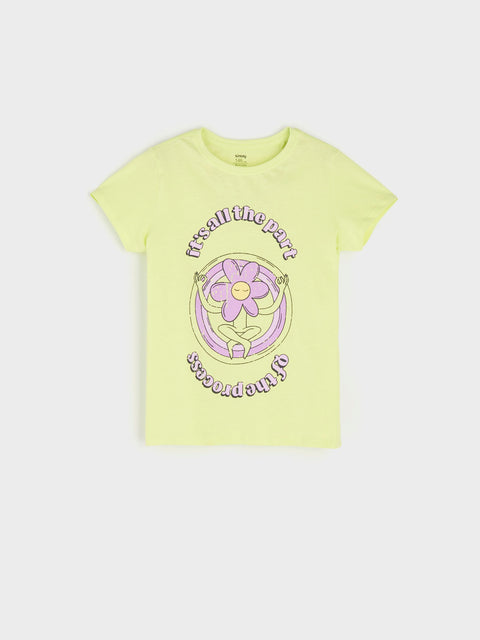Sinsay Girl's Green Yellow Printed T-Shirt |Sinsay In Lebanon