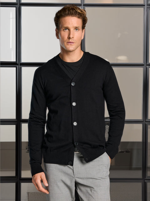 Sinsay Men's Black V Neck Basic Cardigan | Sinsay In Lebanon