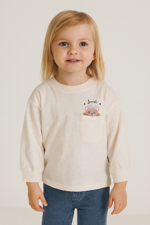 Reserved Girl's Baby Pink One Pocket Blouse | Reserved In Lebanon