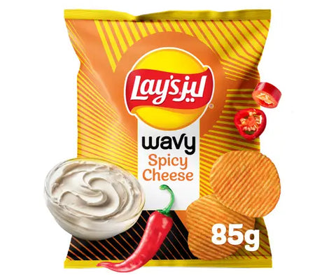 Lay's Wavy Spicy Cheese Potato Chips 85g | Lay's In Lebanon