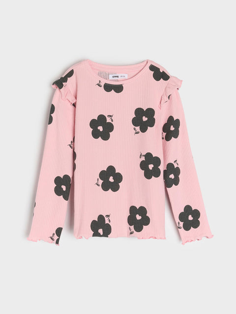 Sinsay Girl's Dusty Rose Long Sleeve Floral Blouse | Sinsay In Lebanon